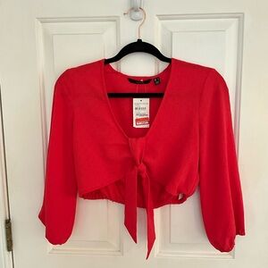 Nordstrom Red Tie-Front Blouse